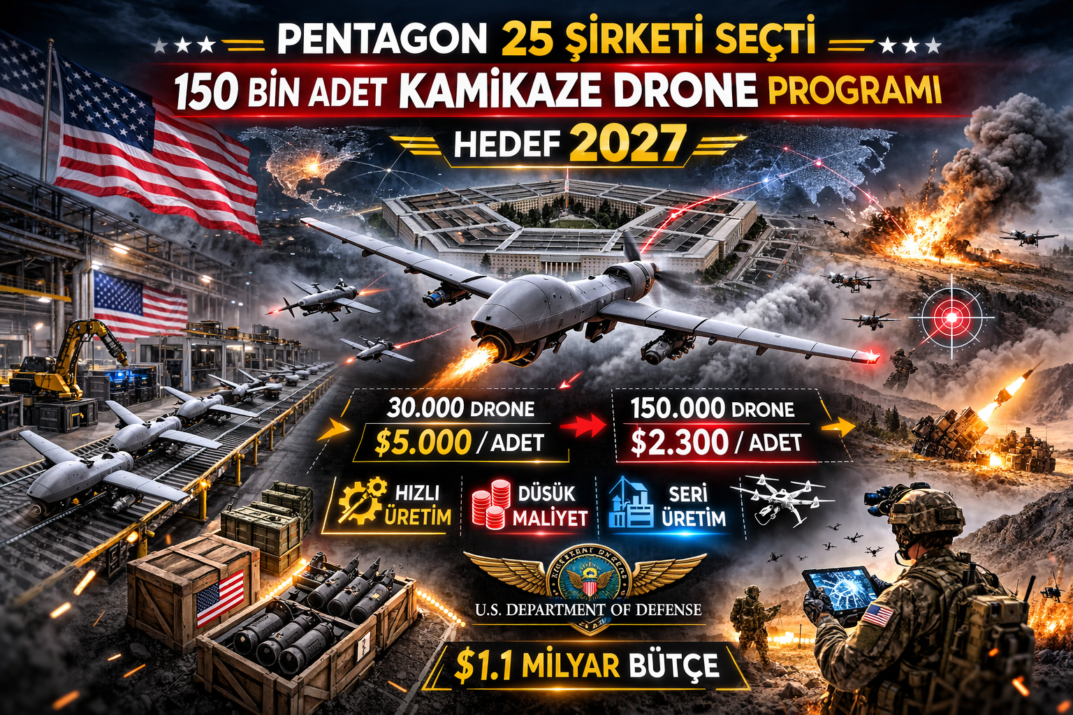 Pentagon 150 bin kamikaze dron siparişi verecek