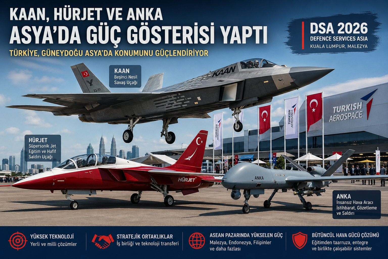 KAAN, Hürjet ve ANKA Asya’da Güç Gösterisi Yaptı